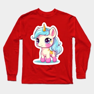 cute Kawaii Unicorn sticker Long Sleeve T-Shirt